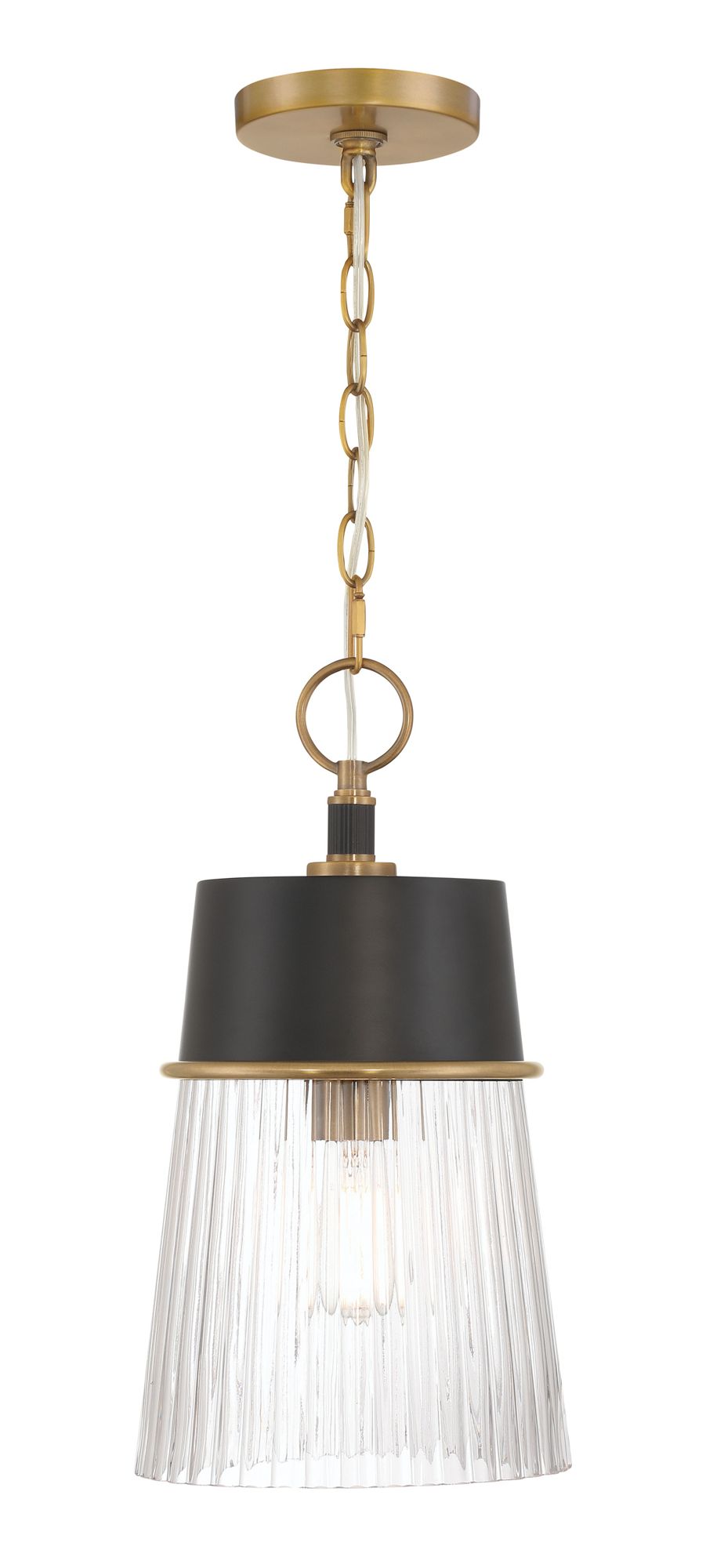 Image 3 Minka Lavery Stamford 1-Light 9-in Brass and Black Pendant Light more views