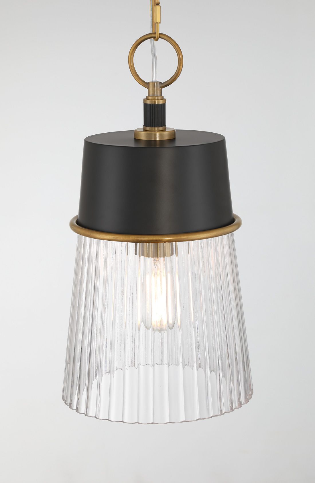 Image 4 Minka Lavery Stamford 1-Light 9-in Brass and Black Pendant Light more views