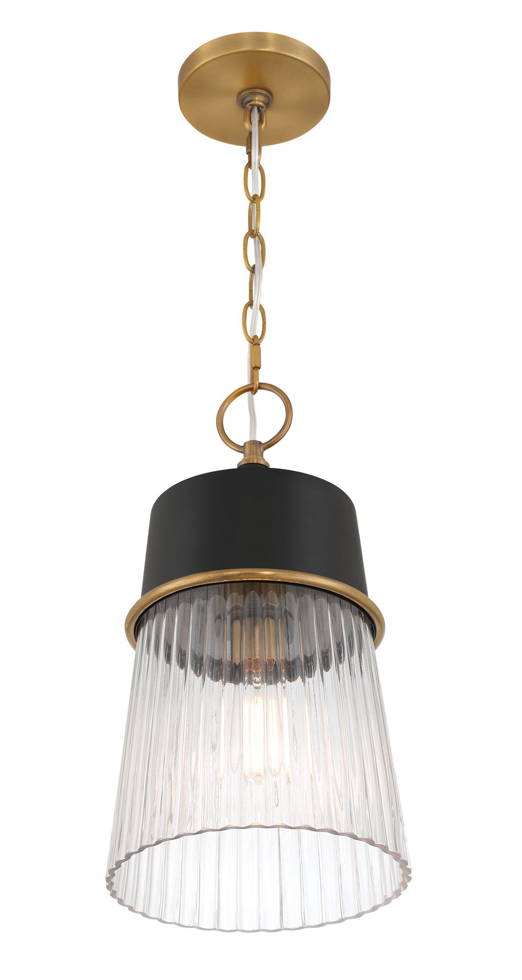 Image 5 Minka Lavery Stamford 1-Light 9-in Brass and Black Pendant Light more views