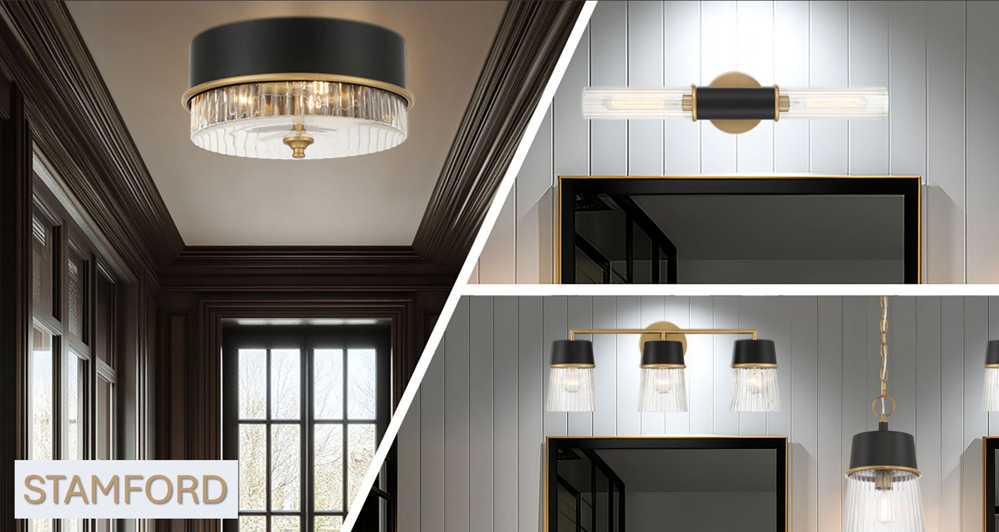 Image 7 Minka Lavery Stamford 1-Light 9-in Brass and Black Pendant Light more views