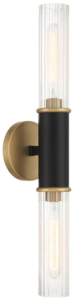 Image 2 Minka-Lavery Stamford 2-Light Black and Legacy Brass Wall Sconce with Shade
