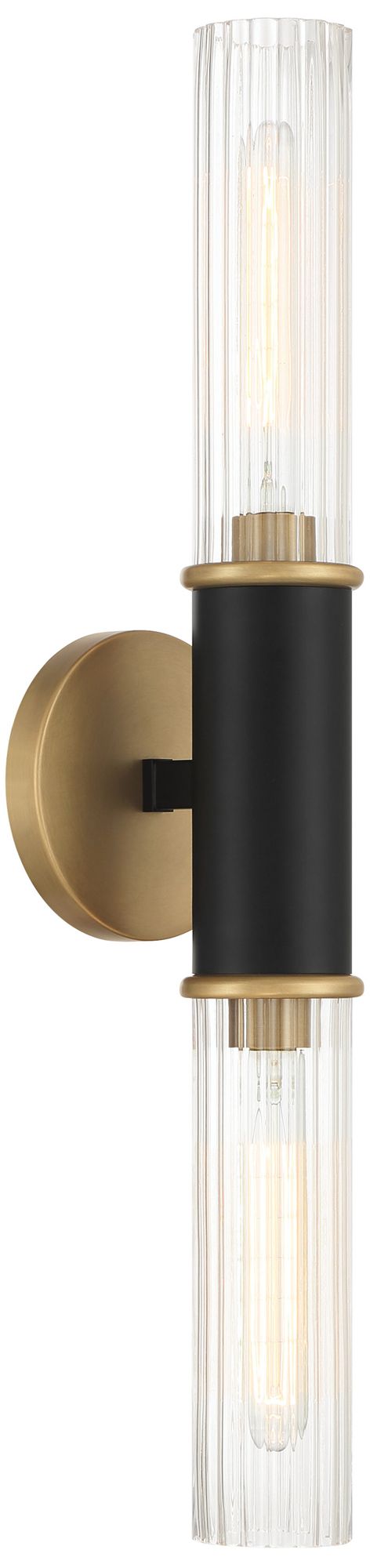 Image 4 Minka-Lavery Stamford 2-Light Black and Legacy Brass Wall Sconce with Shade more views