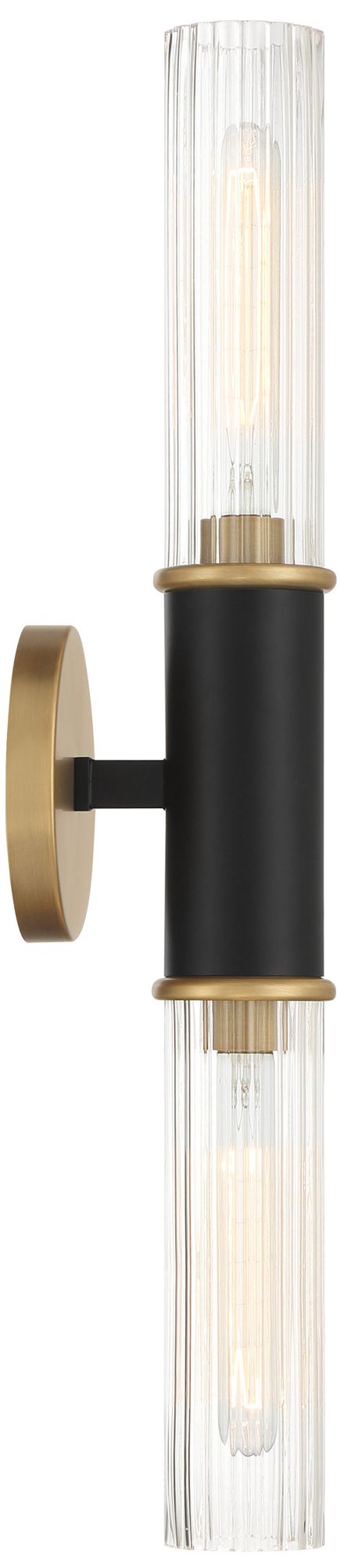 Minka-Lavery Stamford 2-Light Black and Legacy Brass Wall Sconce with Shade