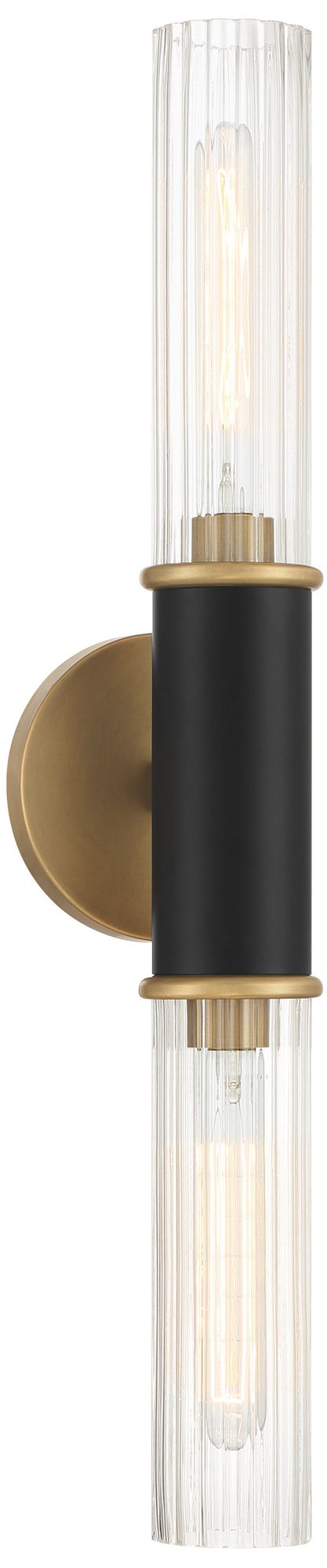 Minka-Lavery Stamford 2-Light Black and Legacy Brass Wall Sconce with Shade