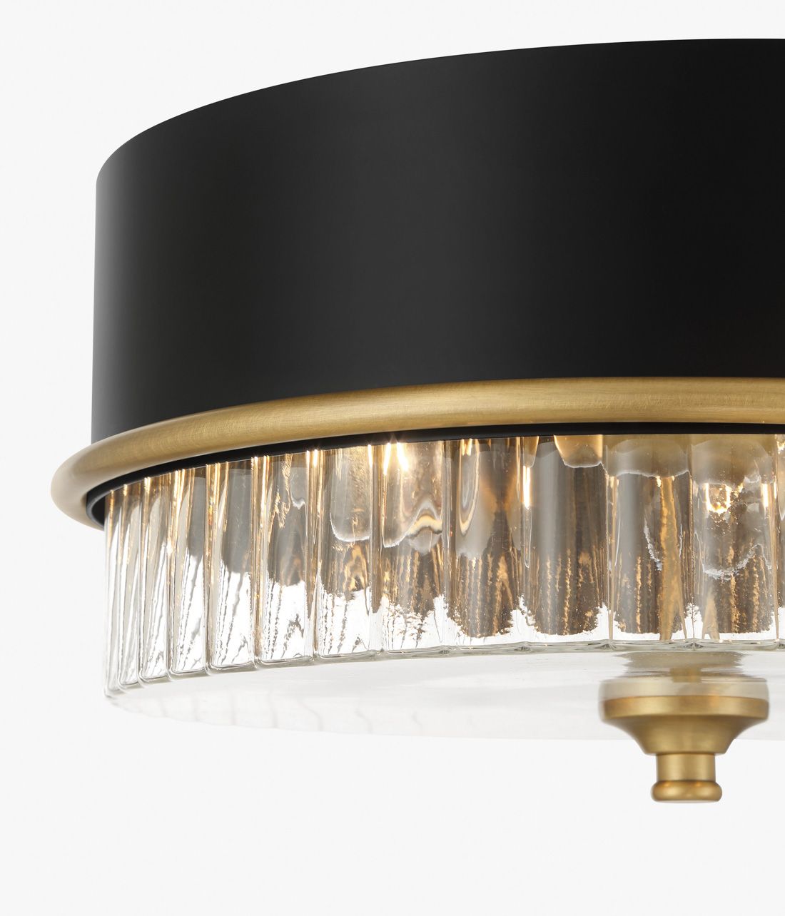 Thumbnail2 of Minka-Lavery Stamford 3-Lt Black and Legacy Brass Flush Mount with Shade more views