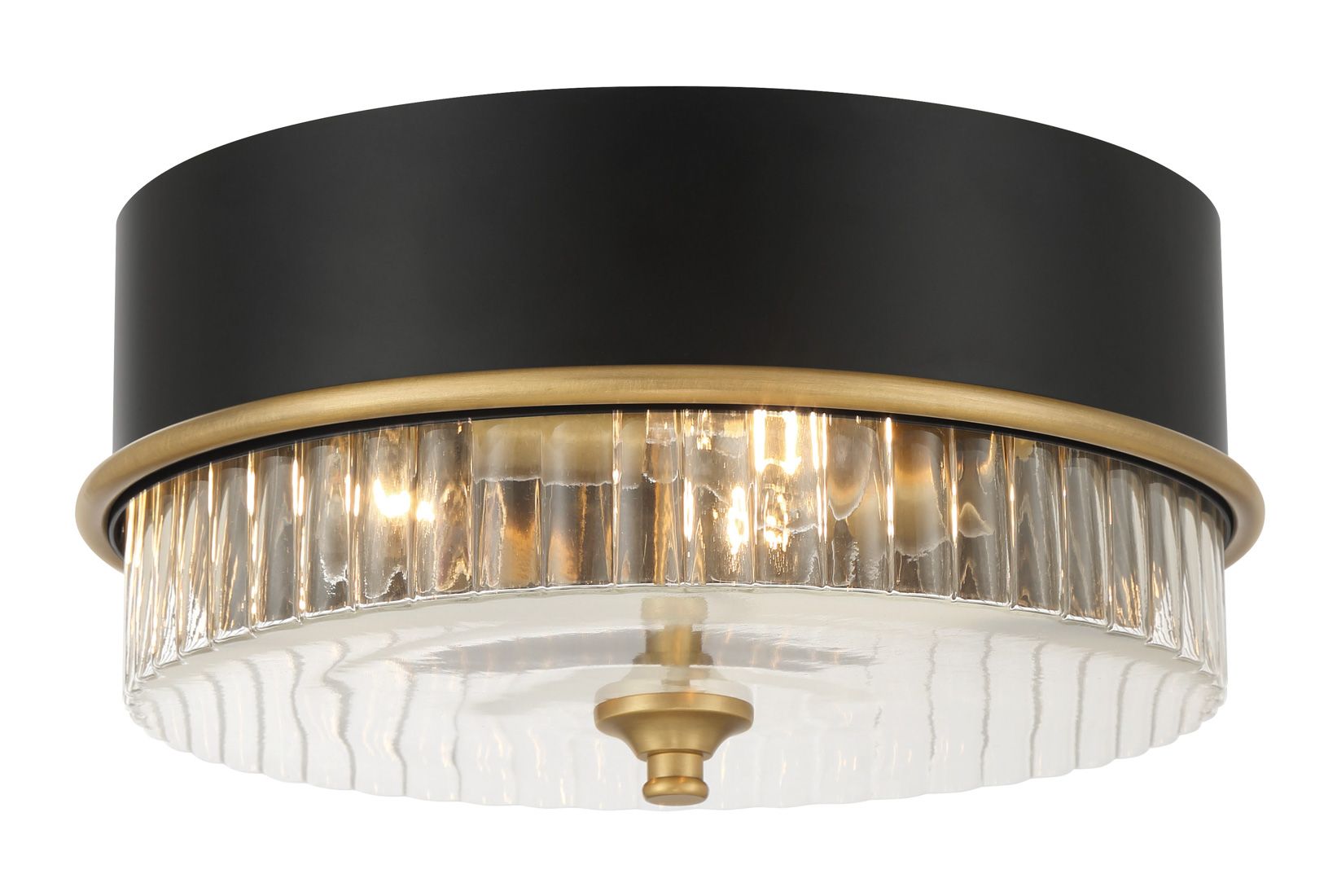 Thumbnail3 of Minka-Lavery Stamford 3-Lt Black and Legacy Brass Flush Mount with Shade more views