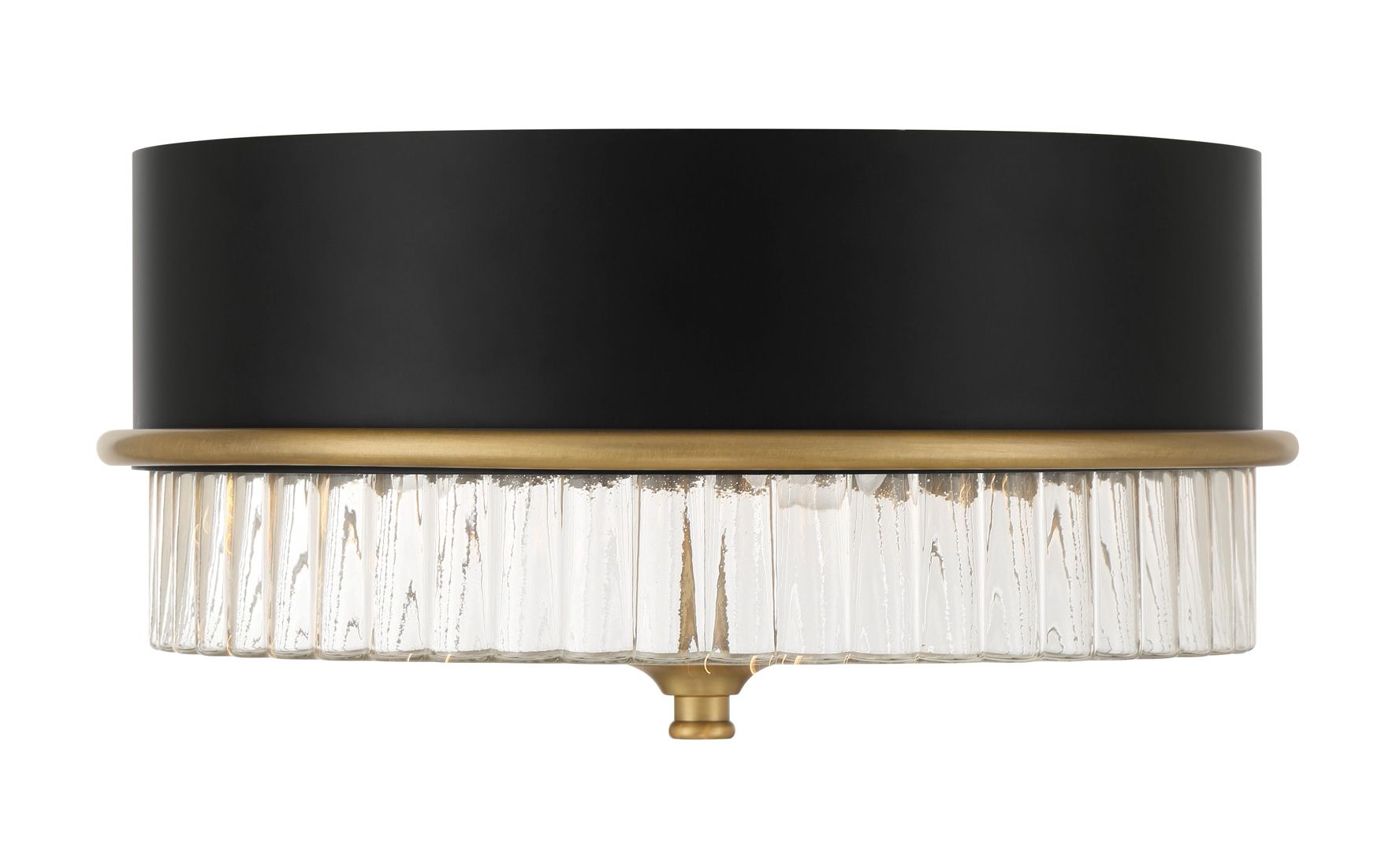 Minka-Lavery Stamford 3-Lt Black and Legacy Brass Flush Mount with Shade