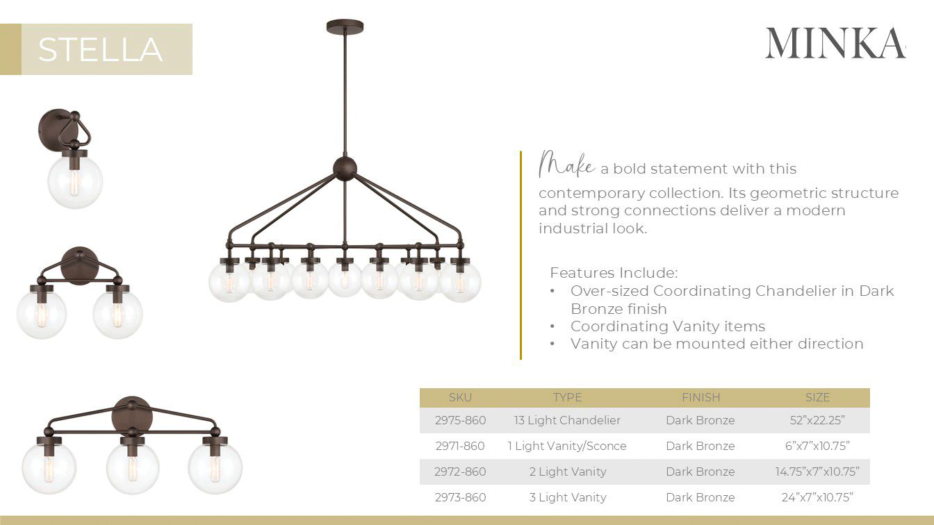 Minka-Lavery Stella 13-Light 52-in Dark Bronze Chandelier with Glass Shades