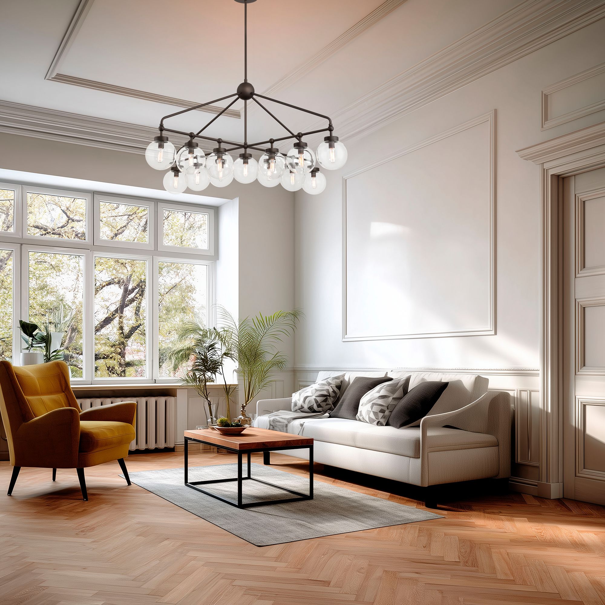 Image 4 Minka-Lavery Stella 13-Light 52-in Dark Bronze Chandelier with Glass Shades more views