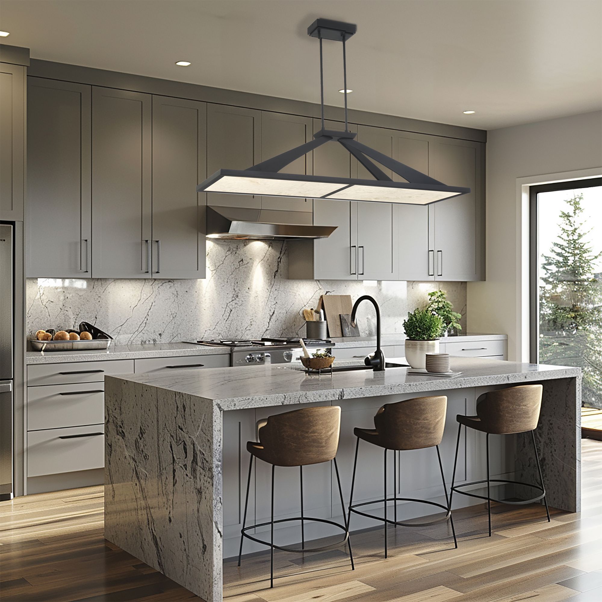 Minka Lavery Stiles 1-Light LED 48-in Black Chandelier