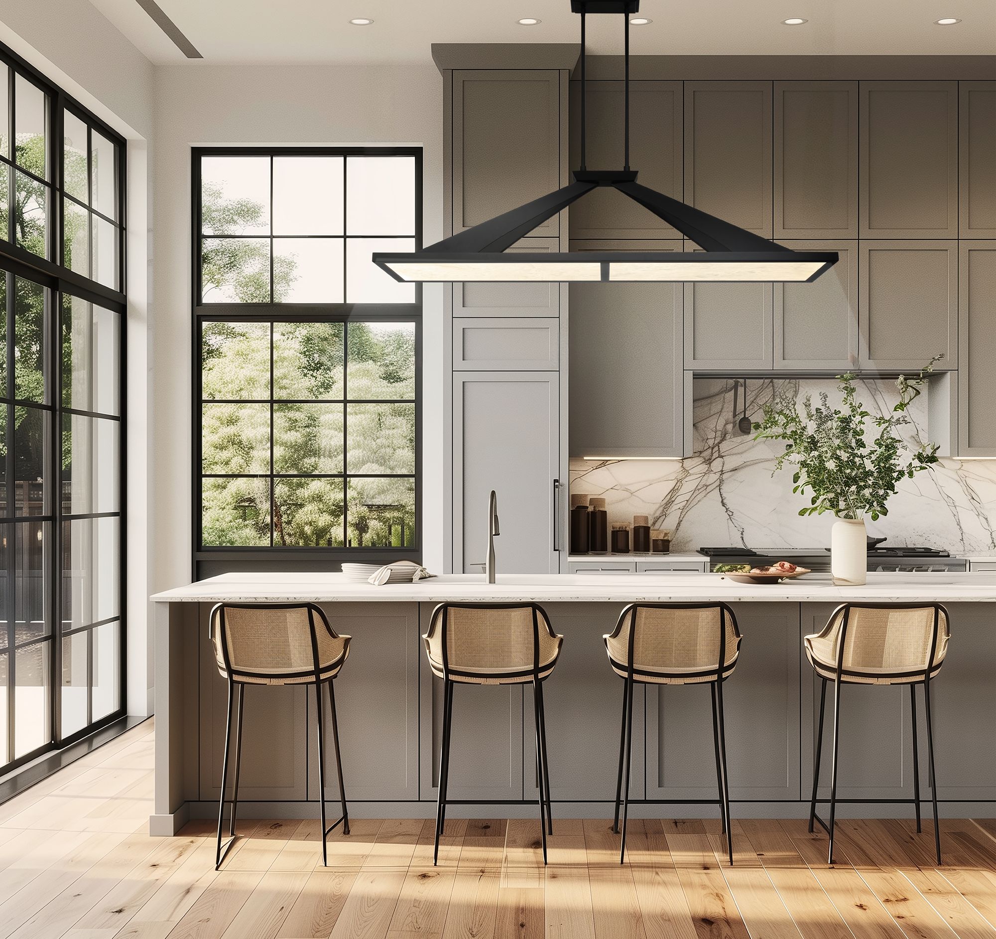 Minka Lavery Stiles 1-Light LED 48-in Black Chandelier