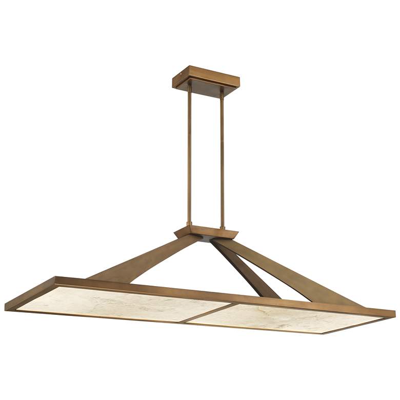 Image 2 Minka Lavery Stiles 1-Light LED 48-in Gold Chandelier with Alabaster Shades