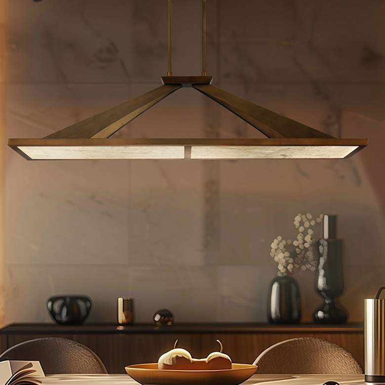 Image 1 Minka Lavery Stiles 1-Light LED 48-in Gold Chandelier with Alabaster Shades