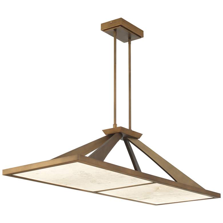 Image 4 Minka Lavery Stiles 1-Light LED 48-in Gold Chandelier with Alabaster Shades more views