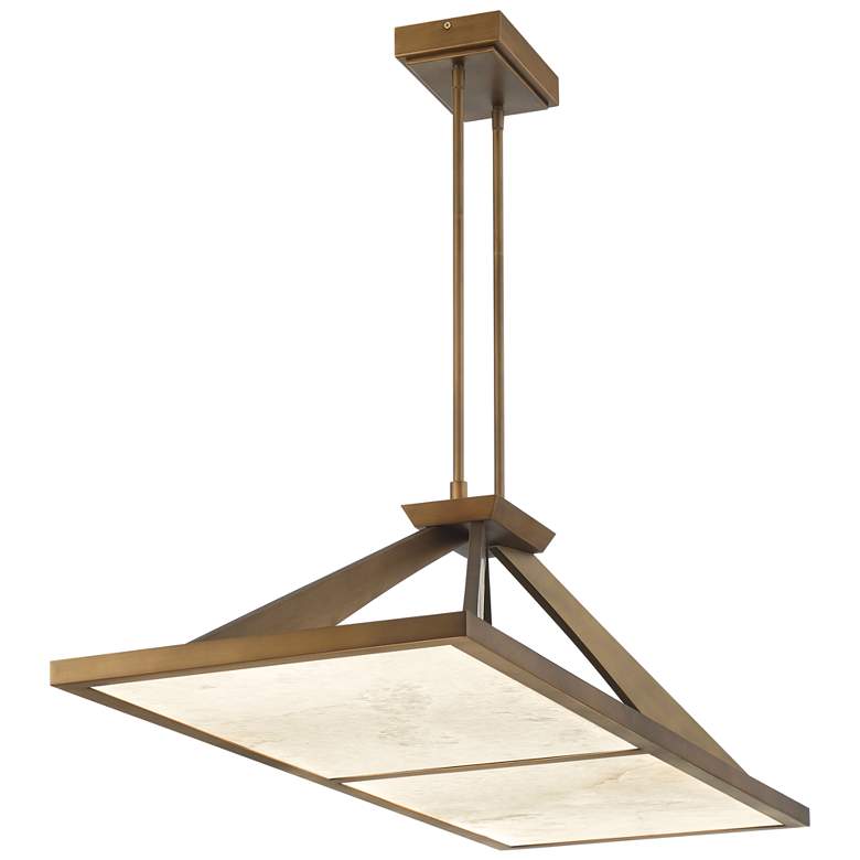 Image 5 Minka Lavery Stiles 1-Light LED 48-in Gold Chandelier with Alabaster Shades more views