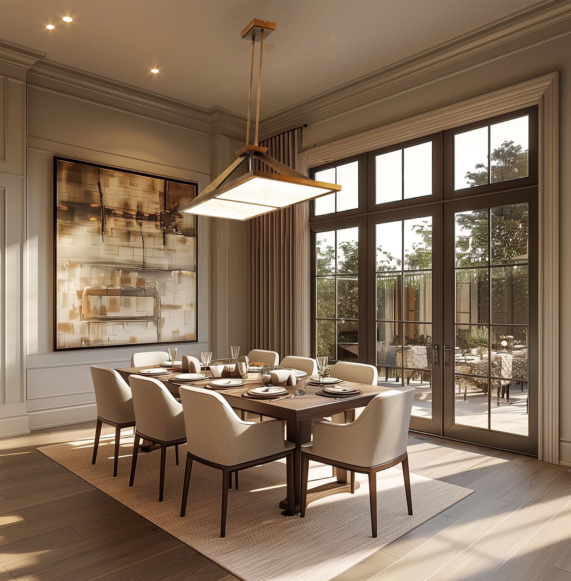 Minka Lavery Stiles 1-Light LED 48-in Gold Chandelier with Alabaster Shades