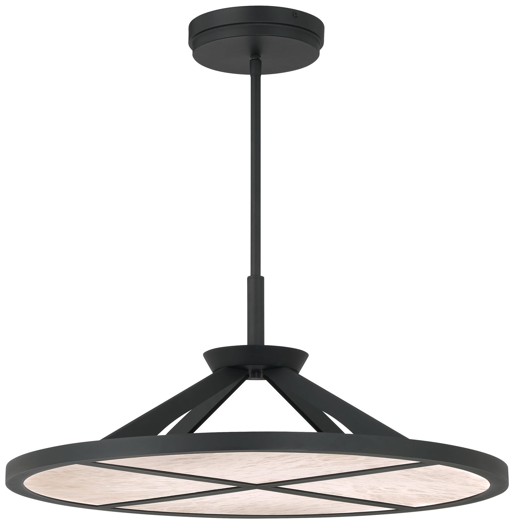 Minka-Lavery Stiles LED 28-in Sand Coal Black Pendant with Alabaster Shade