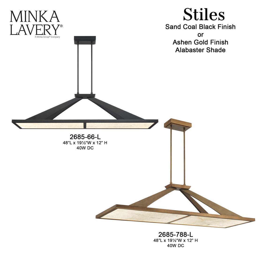 Minka Lavery Stiles LED 48-in Black Chandelier with Alabaster Shades