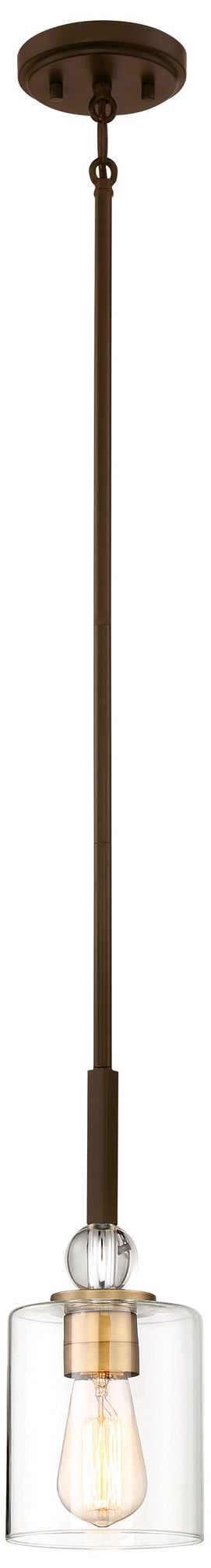 Minka-Lavery Studio-5 1-Light Painted Bronze and Brush Brass Mini-Pendant