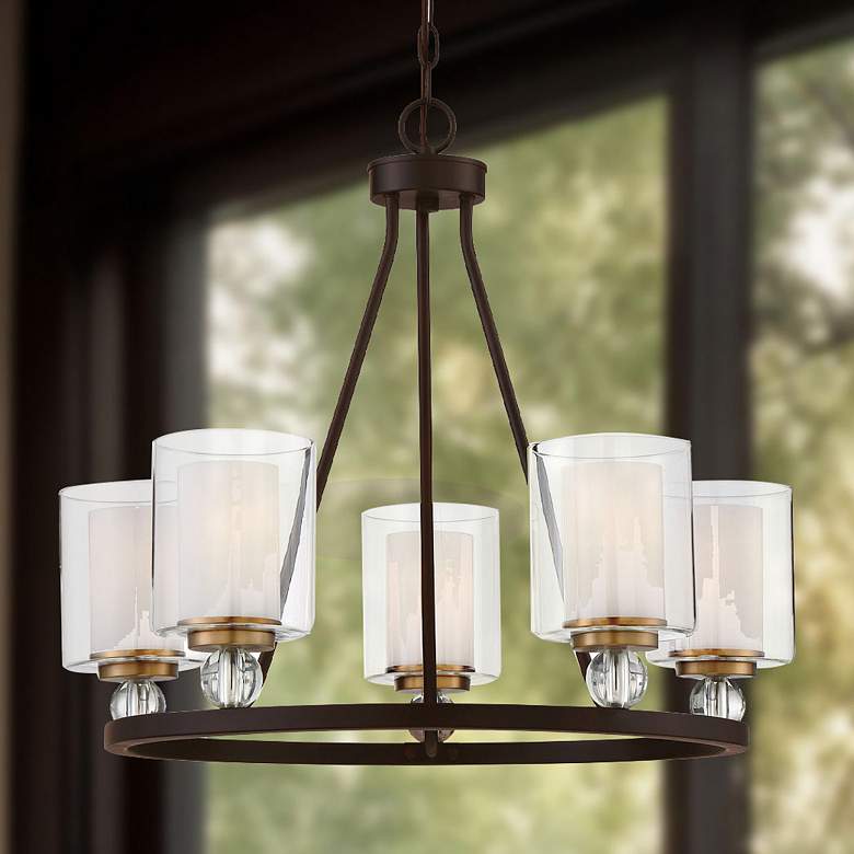 Image 1 Minka-Lavery Studio-5 25 1/2" Painted Bronze 5-Light Ring Chandelier