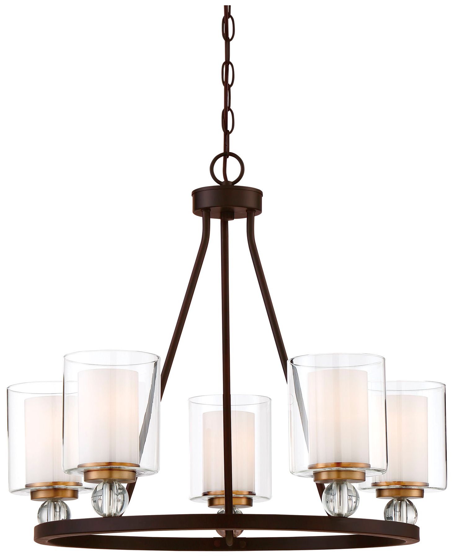 Minka-Lavery Studio-5 5-Light Painted Bronze and Brush Brass Chandelier