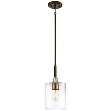 Minka-Lavery Studio-5 7" Wide Bronze and Clear Glass Mini Pendant