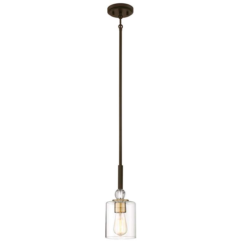 Image 1 Minka-Lavery Studio-5 Bronze and Brass 5" Wide Glass Mini-Pendant