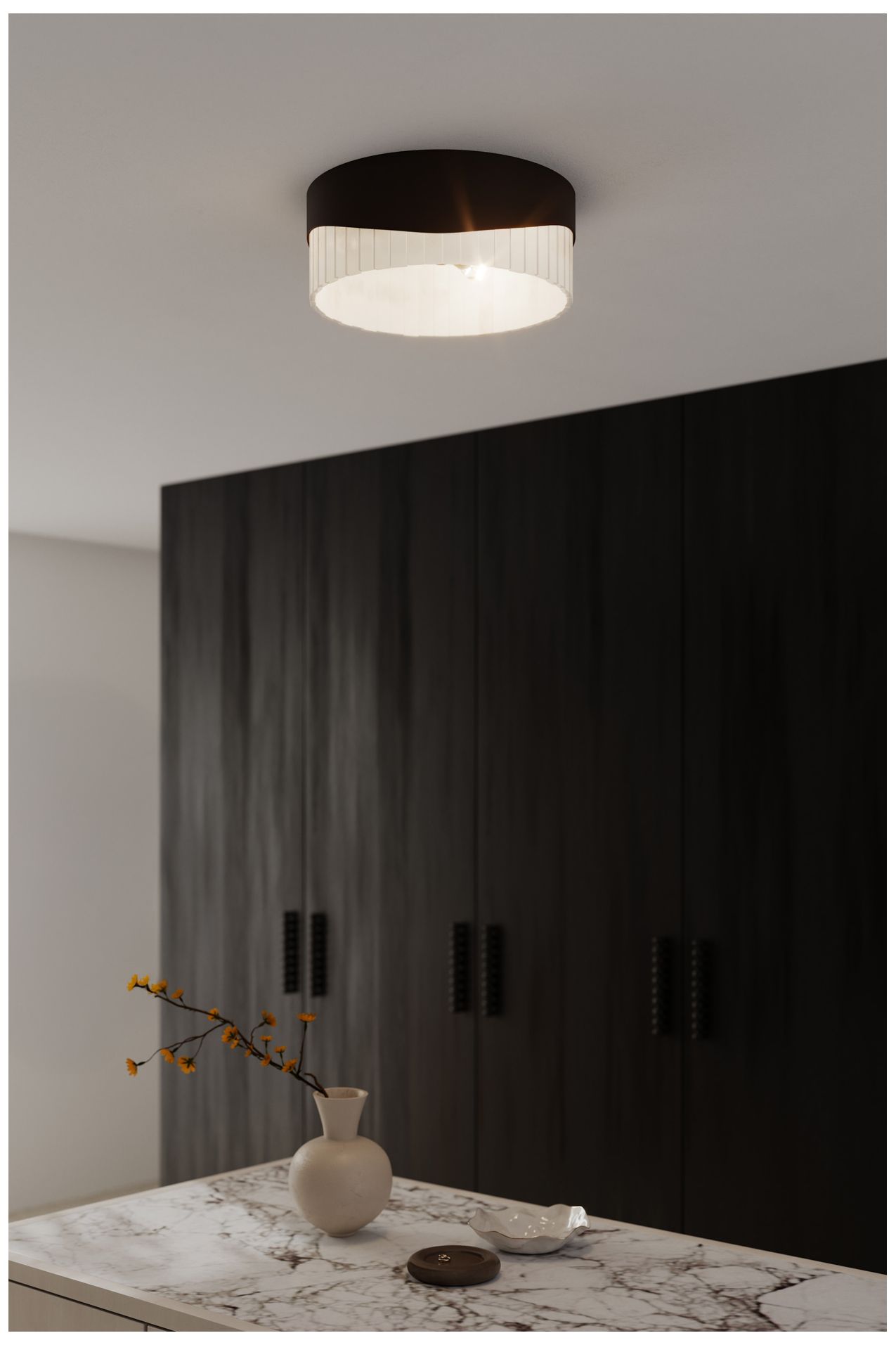 Image 2 Minka Lavery Sway 3-Light 16in Dark Bronze Flush Mount with Alabaster Shade more views