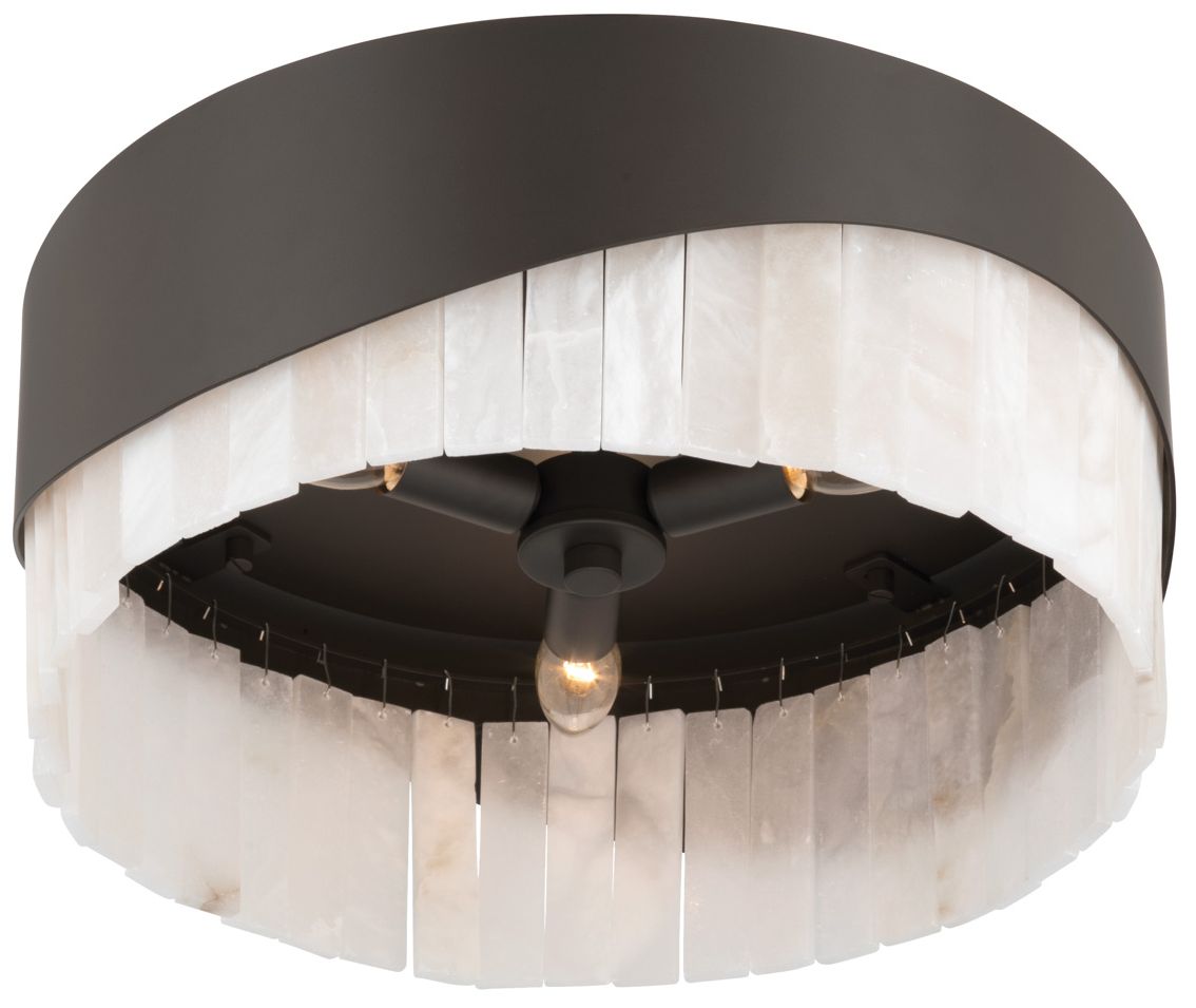Image 3 Minka Lavery Sway 3-Light 16in Dark Bronze Flush Mount with Alabaster Shade more views
