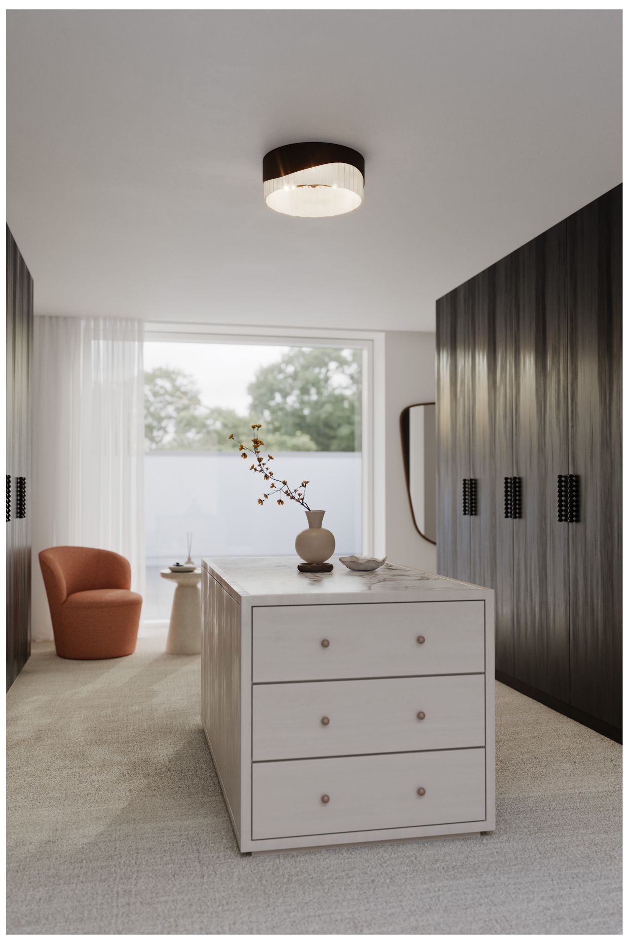 Image 4 Minka Lavery Sway 3-Light 16in Dark Bronze Flush Mount with Alabaster Shade more views