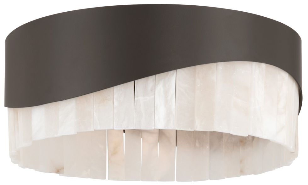 Image 6 Minka Lavery Sway 3-Light 16in Dark Bronze Flush Mount with Alabaster Shade more views