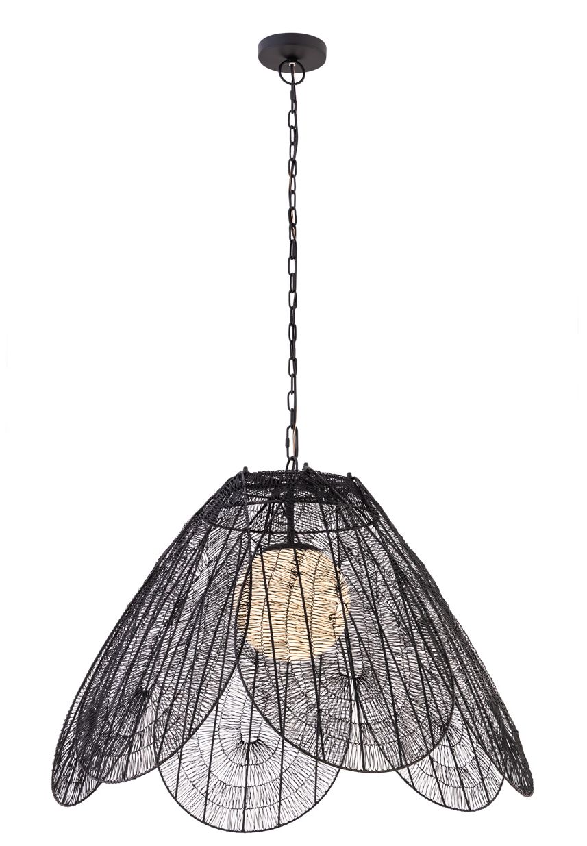 Thumbnail1 of Minka Lavery Sylari 1-Light 30-in Dark Matte Black Pendant with Opal Shade