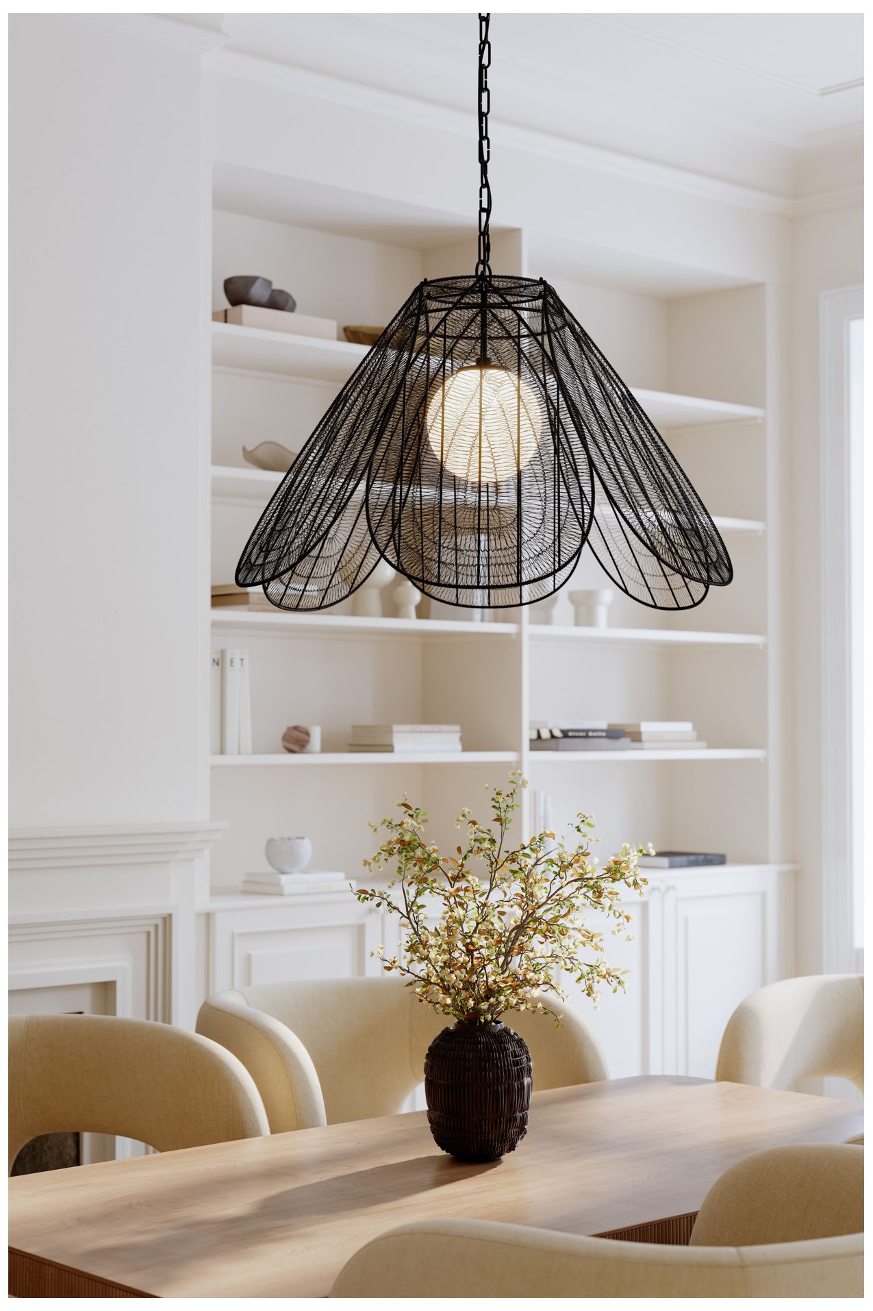 Thumbnail2 of Minka Lavery Sylari 1-Light 30-in Dark Matte Black Pendant with Opal Shade more views