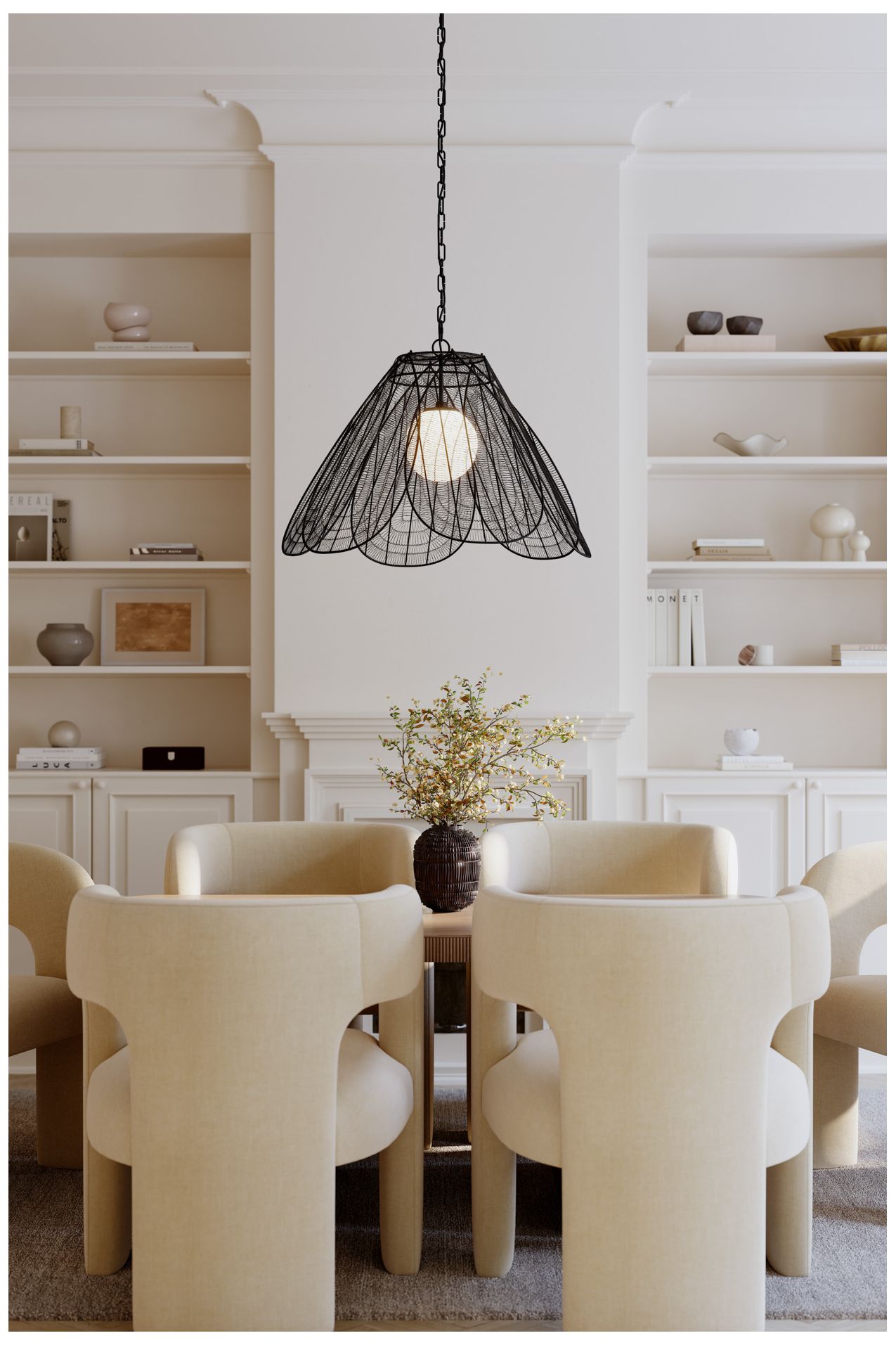 Thumbnail4 of Minka Lavery Sylari 1-Light 30-in Dark Matte Black Pendant with Opal Shade more views