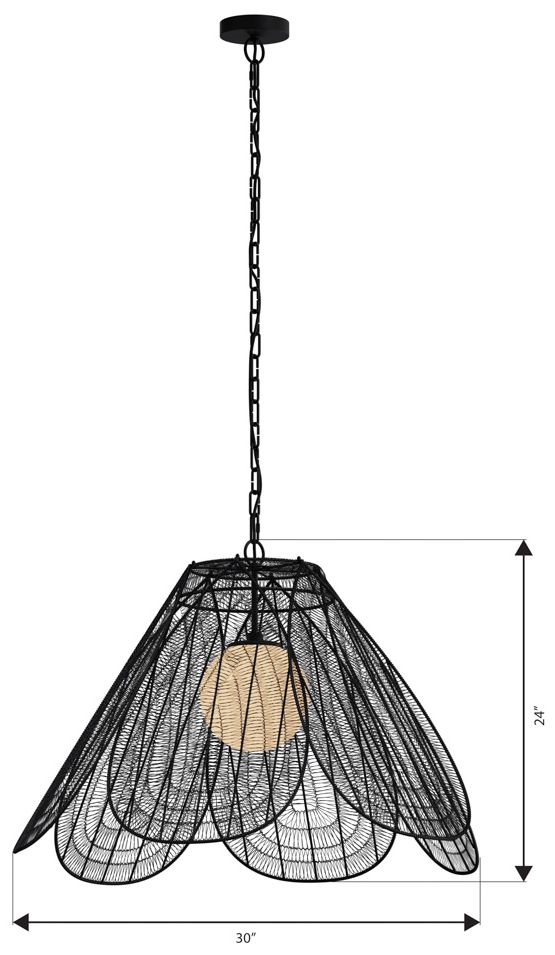 Minka Lavery Sylari 1-Light 30-in Dark Matte Black Pendant with Opal Shade