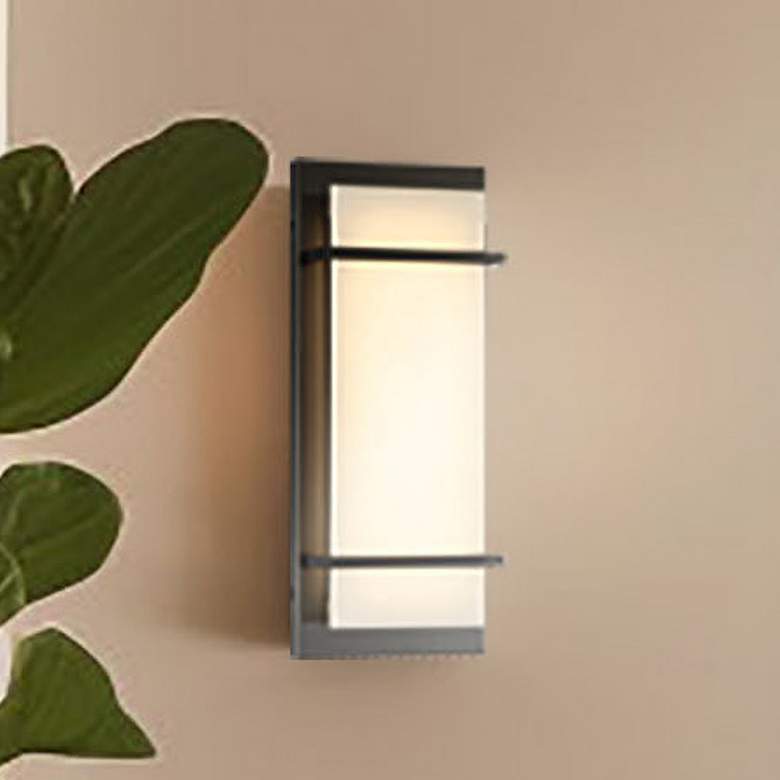 Image 1 Minka Lavery Tarnos LED 16-in Gun Metal Wall Sconce with Alabaster Shade