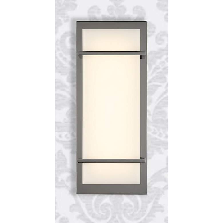 Image 3 Minka Lavery Tarnos LED 16-in Gun Metal Wall Sconce with Alabaster Shade more views