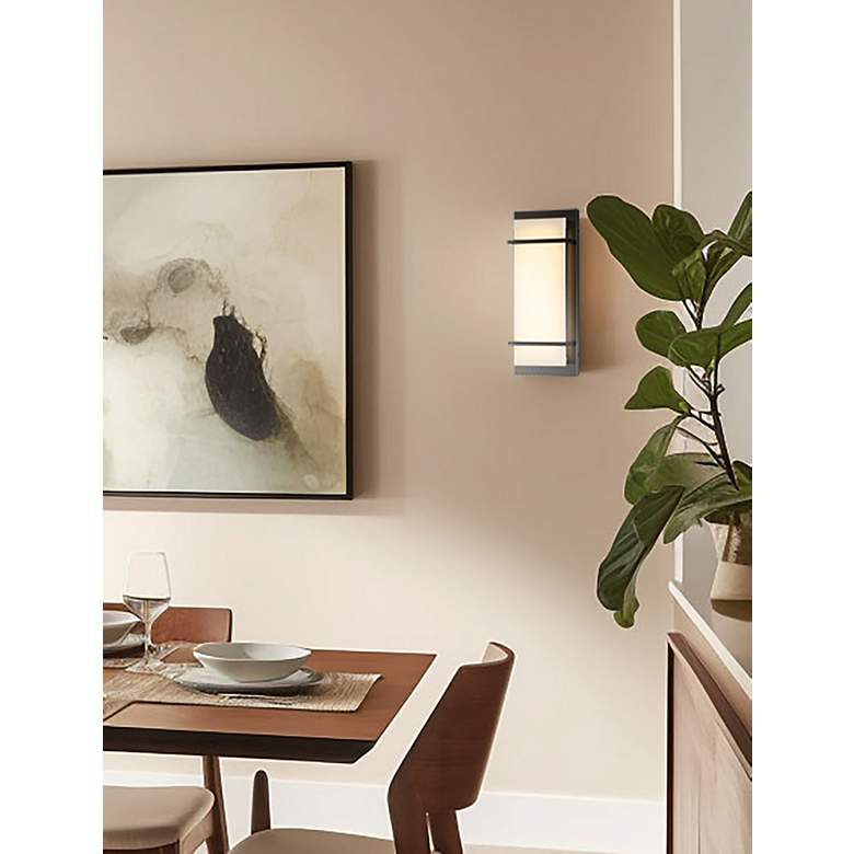 Image 5 Minka Lavery Tarnos LED 16-in Gun Metal Wall Sconce with Alabaster Shade more views