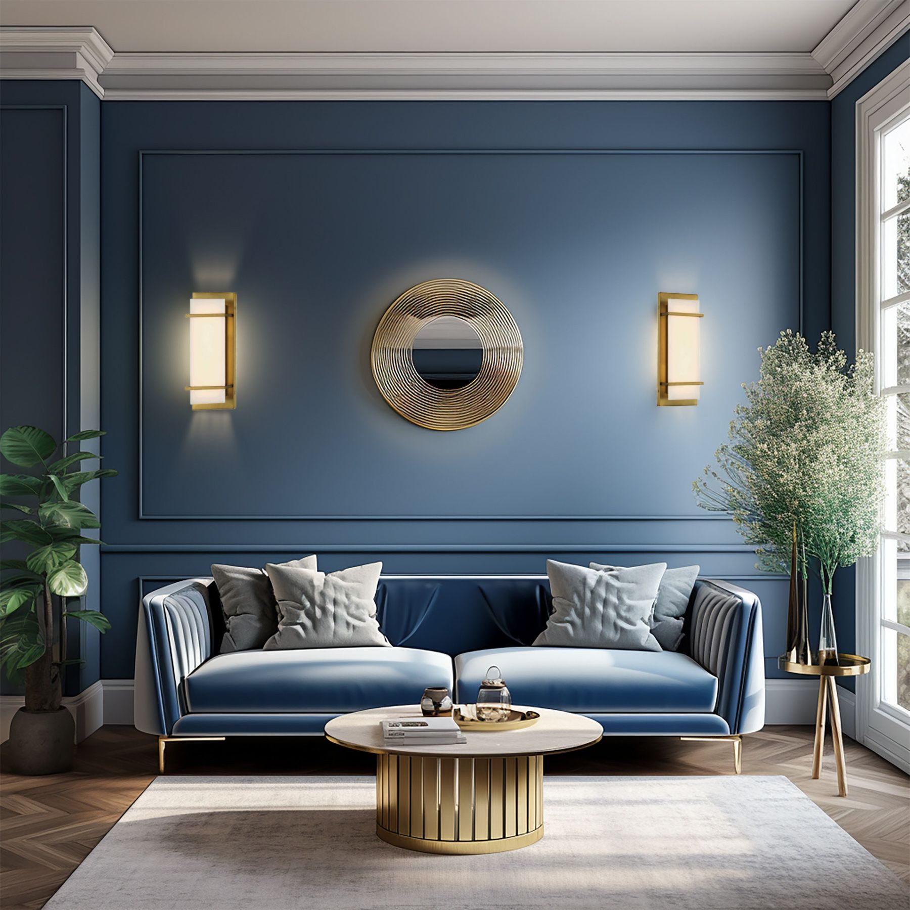 Image 4 Minka Lavery Tarnos LED 16-in Soft Brass Wall Sconce with Alabaster Shade more views