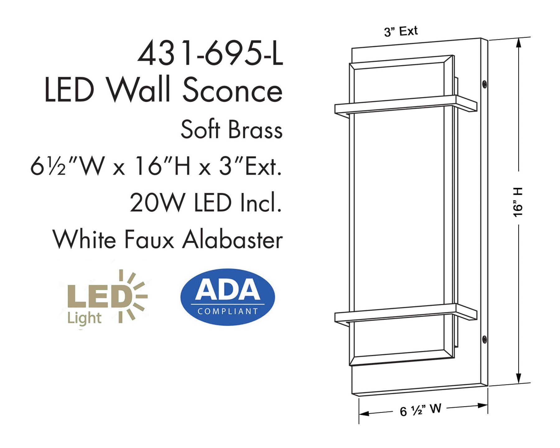 Image 5 Minka Lavery Tarnos LED 16-in Soft Brass Wall Sconce with Alabaster Shade more views