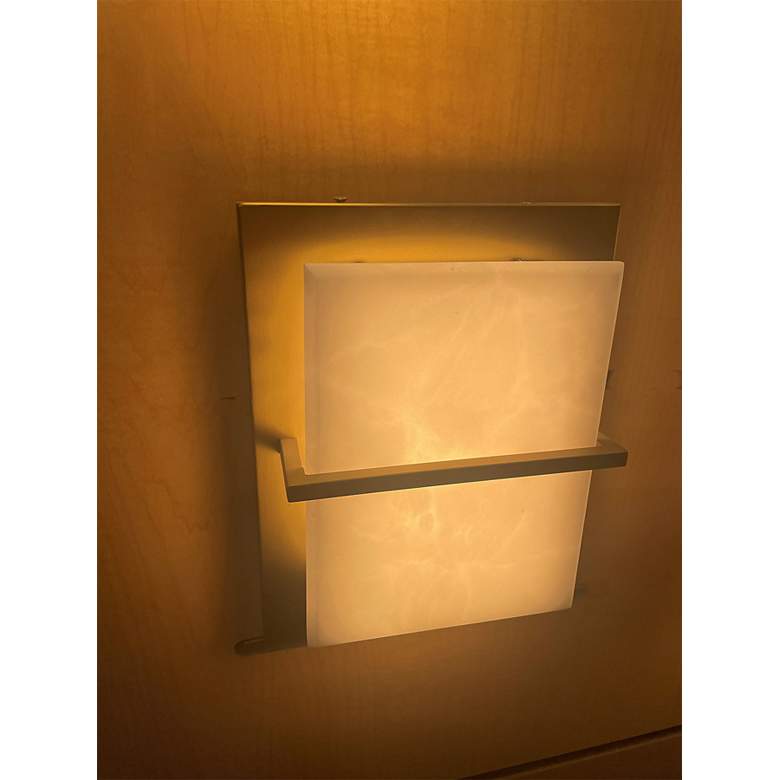 Image 2 Minka Lavery Tarnos LED 8-in Soft Brass Wall Sconce with Alabaster Shade more views