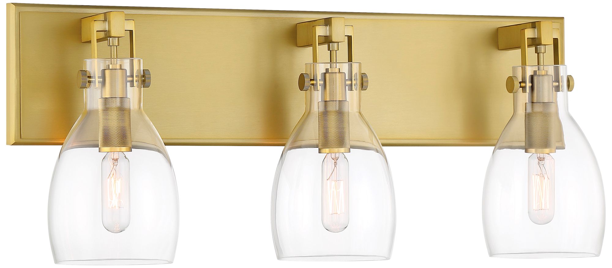 Minka-Lavery Tiberia 3-Light Soft Brass Vanity Light with Clear Shades
