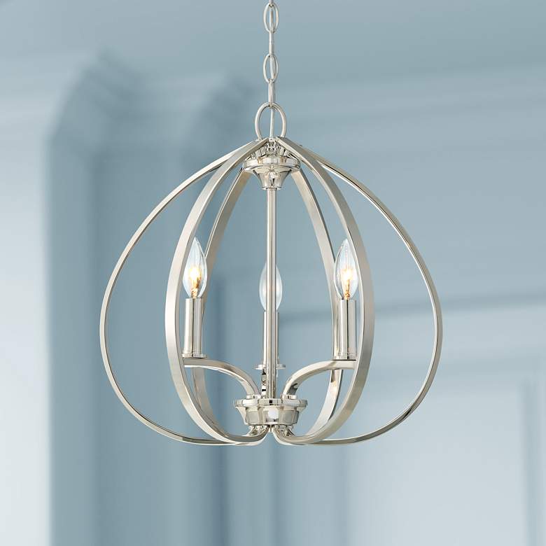 Image 1 Minka Lavery Tilbury 16 1/2" Open Orb Polished Nickel 3-Light Pendant
