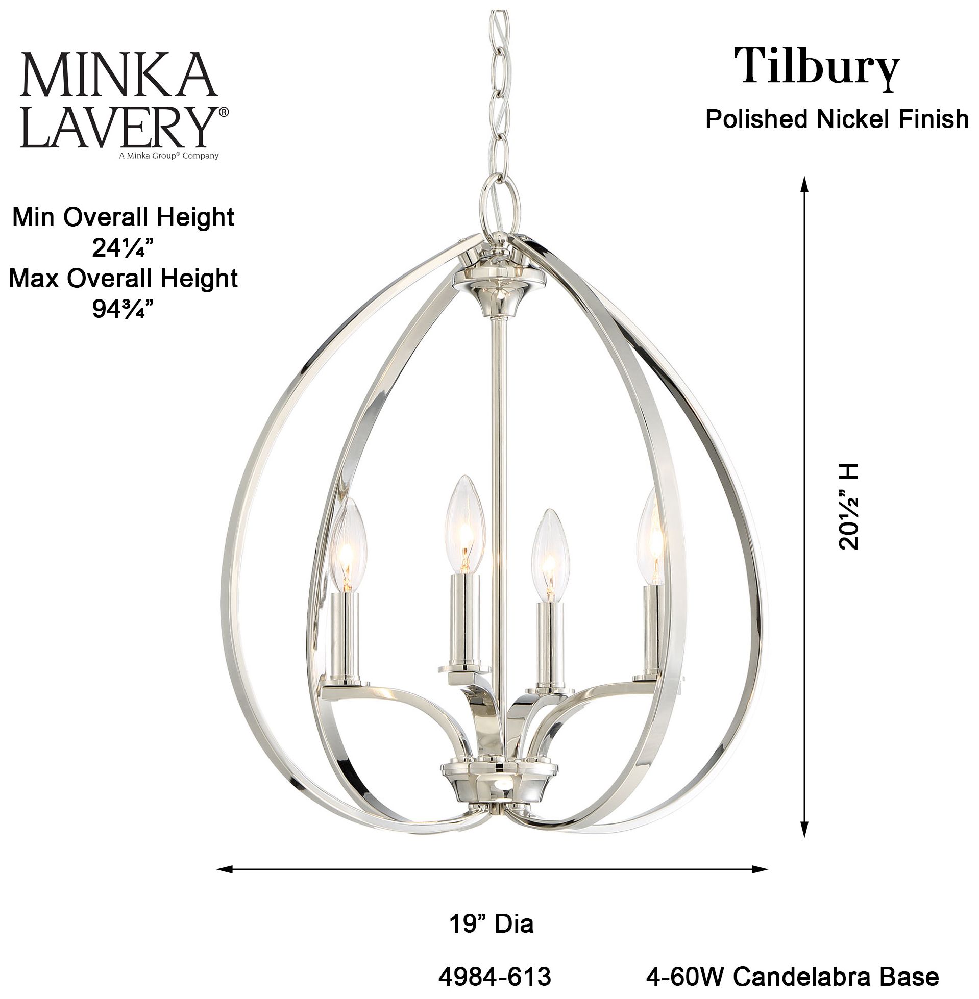 Image 5 Minka-Lavery Tilbury 19" Wide 4-Light Polished Nickel Pendant more views