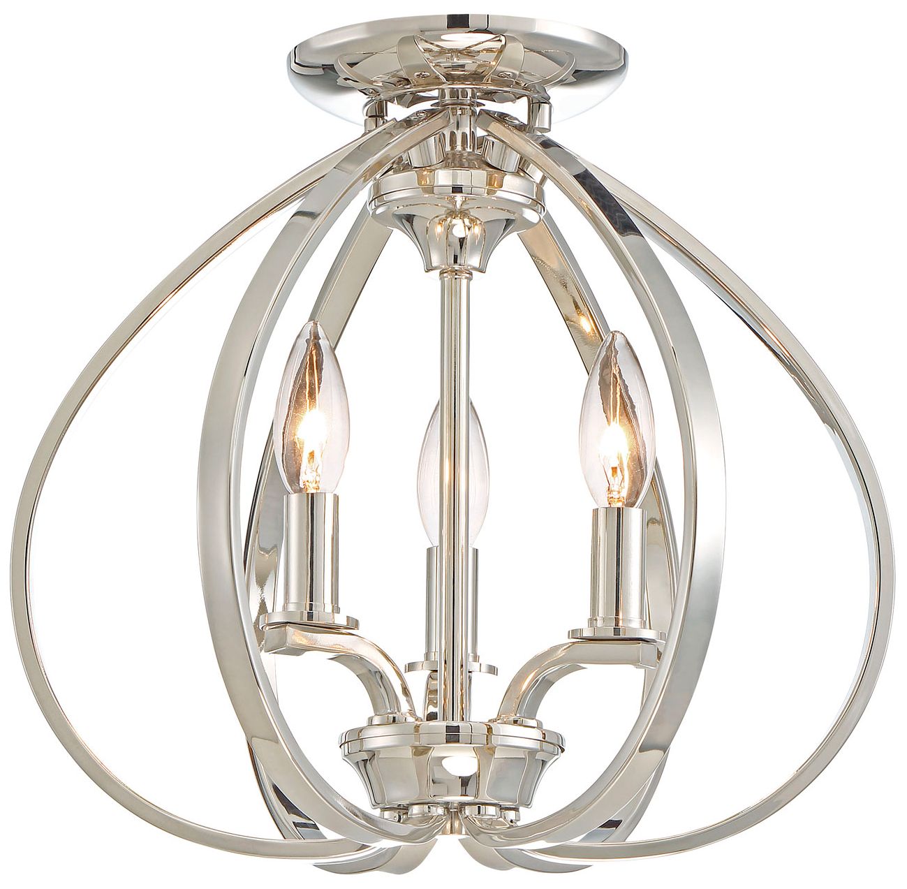 Minka-Lavery Tilbury 3-Light 14-in Polished Nickel Semi Flush