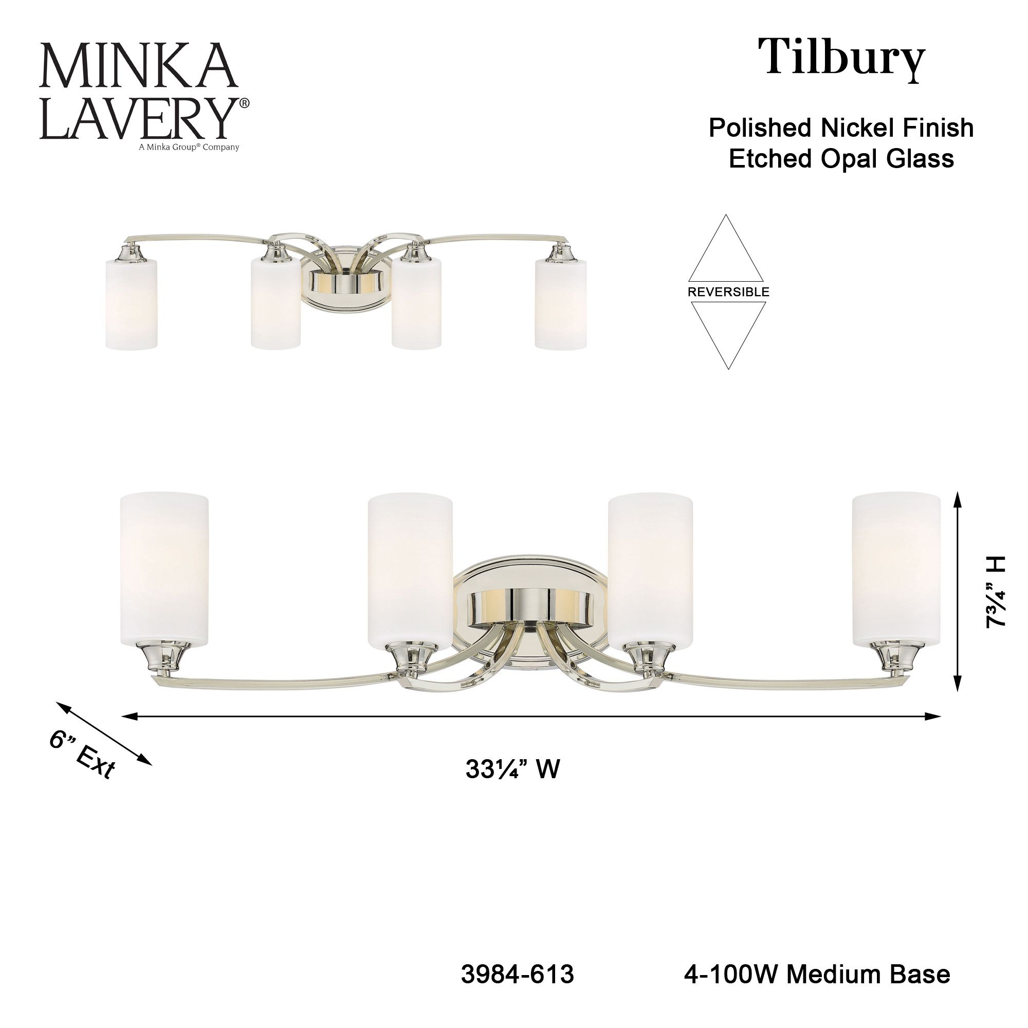 Image 7 Minka-Lavery Tilbury 4-Light Polished Nickel Vanity Light with Glass Shades more views