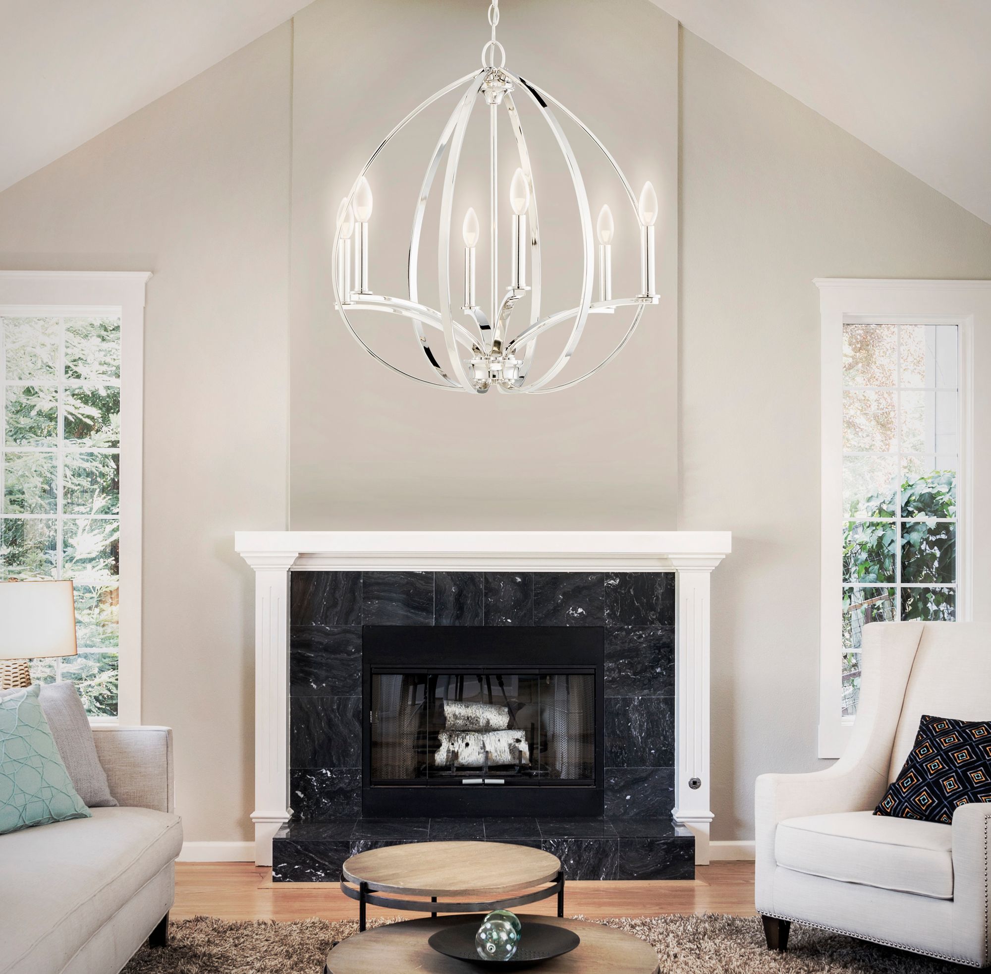 Image 4 Minka-Lavery Tilbury 6-Light 24-in Polished Nickel Chandelier more views