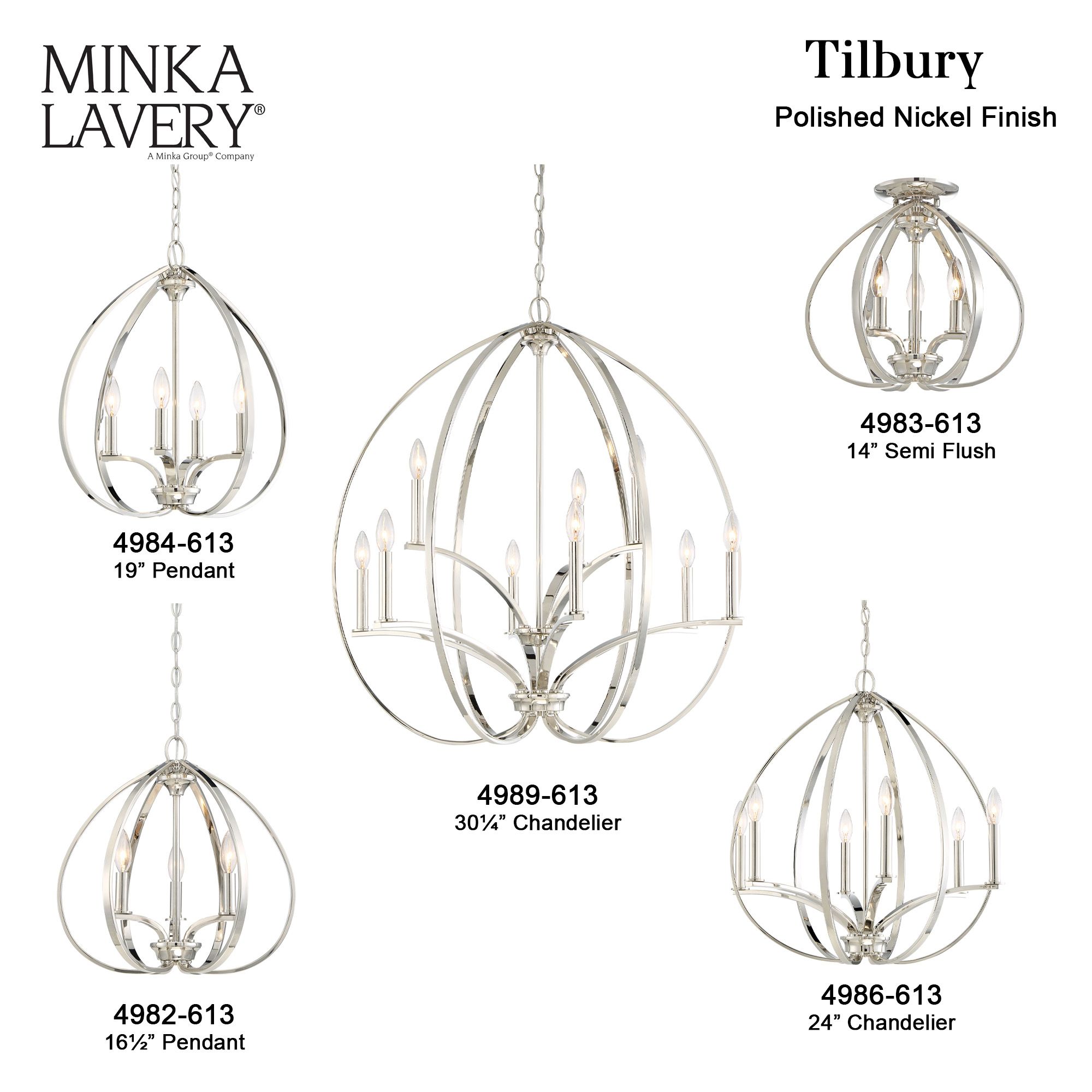 Minka-Lavery Tilbury 6-Light 24-in Polished Nickel Chandelier in scene