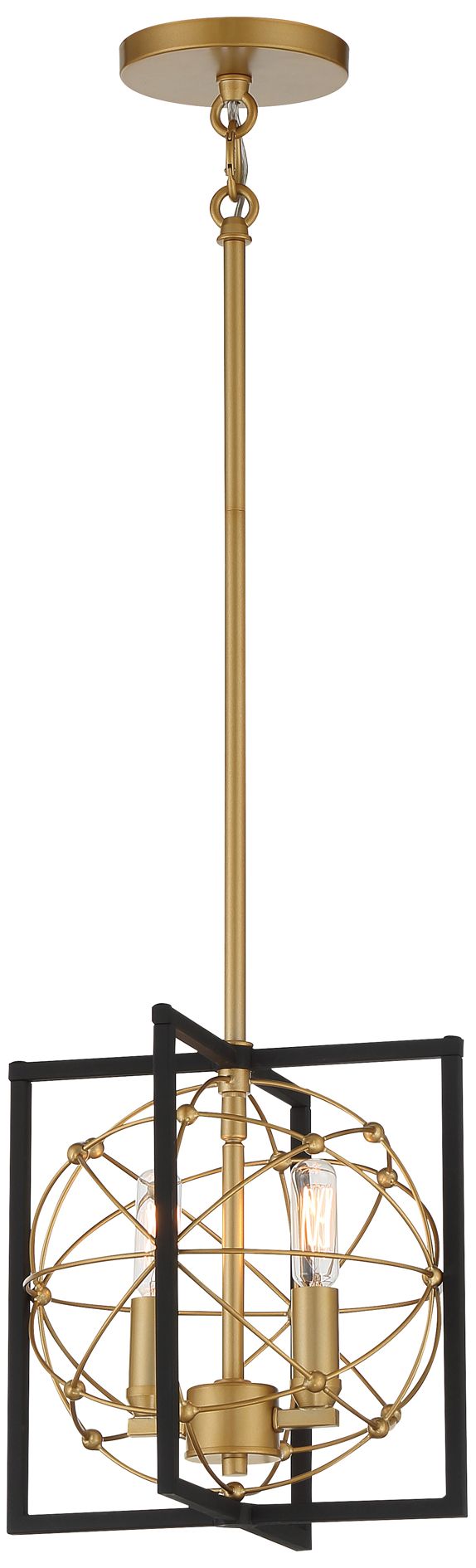 Image 2 Minka-Lavery Titans Trace 2-Light Sand Black and Painted Gold Mini-Pendant