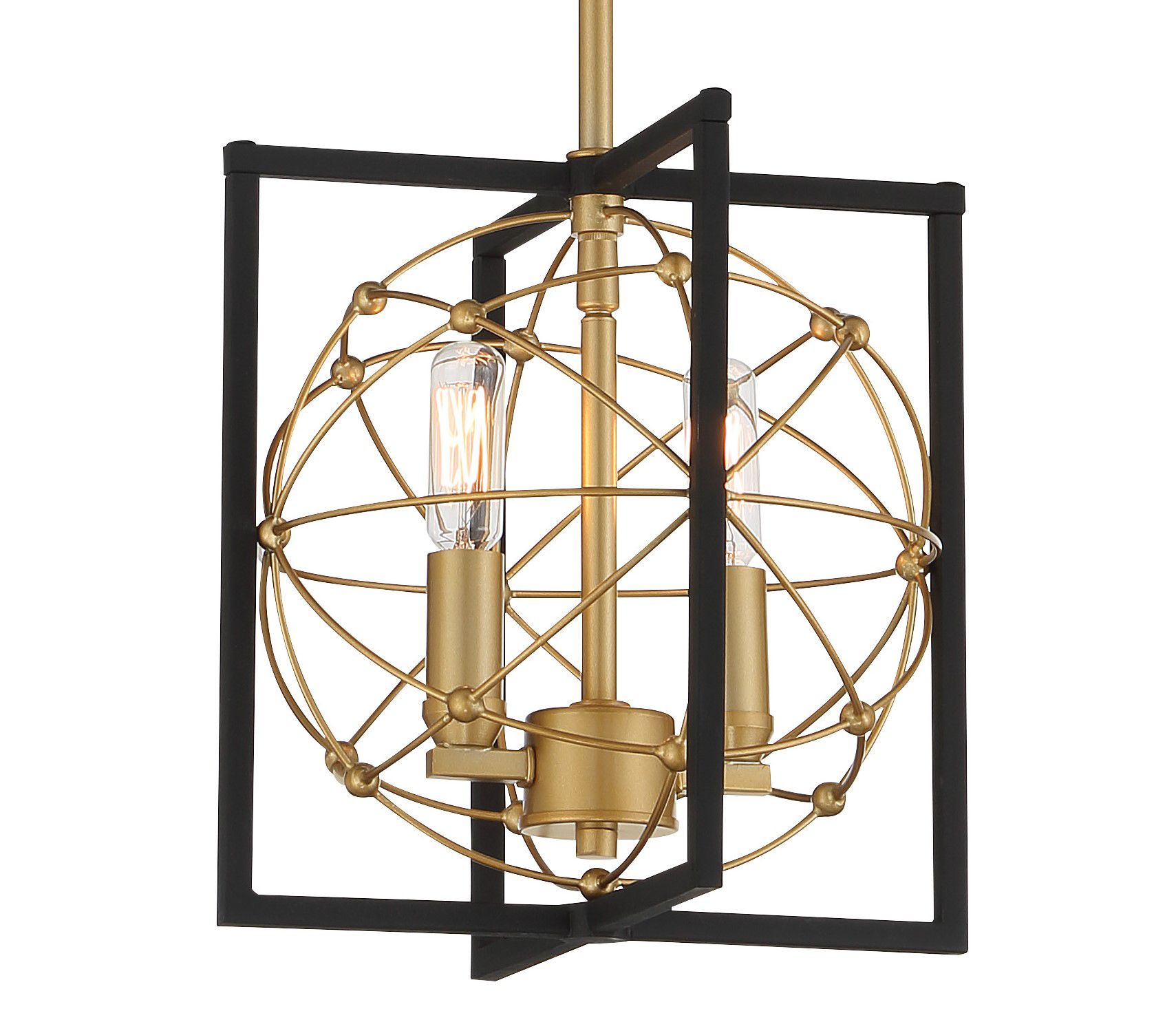 Image 3 Minka-Lavery Titans Trace 2-Light Sand Black and Painted Gold Mini-Pendant more views